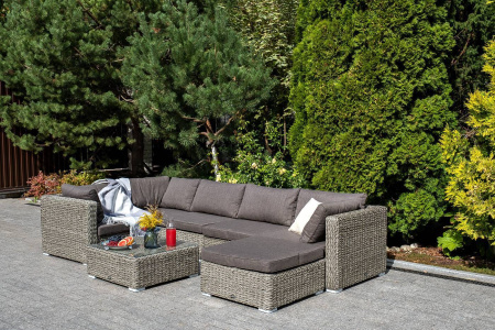 Оттоманка плетеная из искуственного ротанга /гиацинт/ с подушкой, Лунго цвет: серый