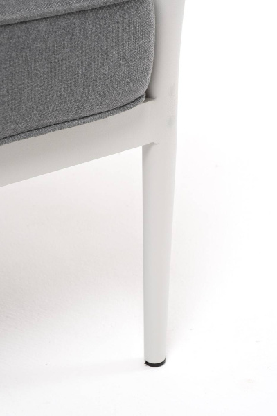 Кресло из роупа, Касабланка, каркас алюминий светло-серый муар,роуп серо-коричневый 23мм,ткань серая