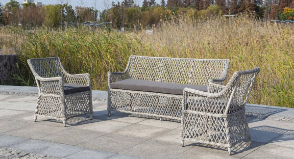 Диван 2-местный из искусственного ротанга, Латте бежевый