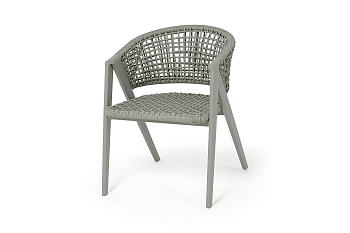 Стул из роупа, Амстердам, каркас алюминий, роуп серый круглый, ткань бежевая