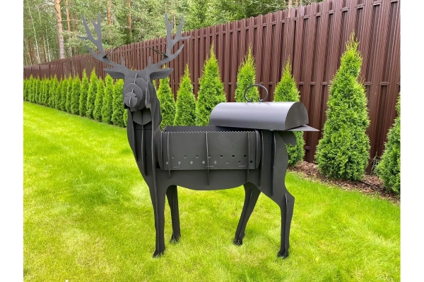 Мангал "Олень" с крышкой и столиком, 1025 х 355 мм, толщина стенки 3 мм