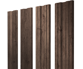 GL Штакетник Twin с прямым резом 0.45 мм, Print Premium, Almond Wood Fresh