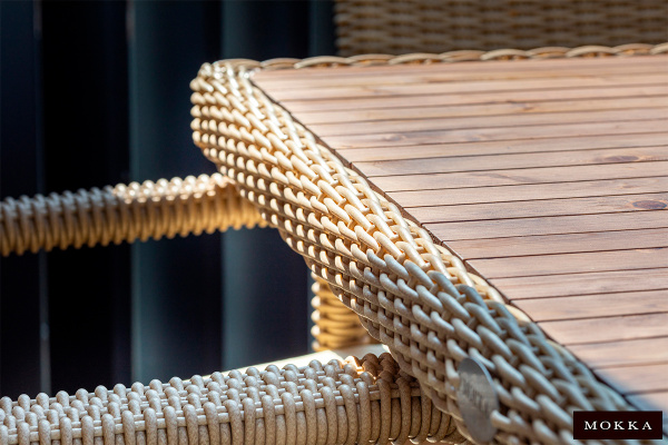 Стол обеденный Mokka Bella, из искусственного ротанга, 170х100 см цвет: соломенный