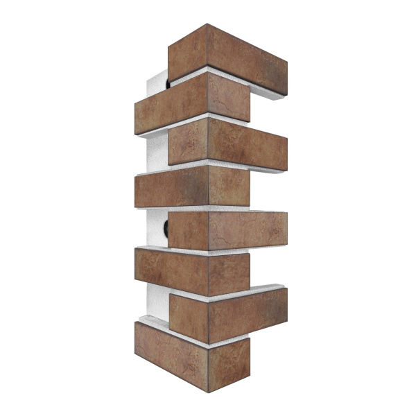 Термопанель угловая Европа с плиткой Keramin, 250х250х600 мм, 60 мм ППС, гладкий, цвет: Орегон 3