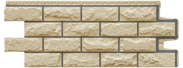 Фасадная панель Grand Line, колотый камень Design, цвет: бежевый со швом RAL 7006