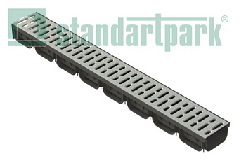 Лоток пластиковый S'park2 DN100 h72 + решетка стальная оц, кл.А, арт: 0881011