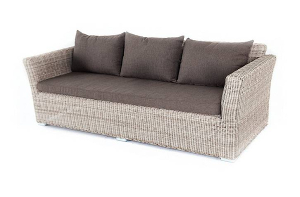 Диван 3-местный из искусственного ротанга, Капучино бежевый