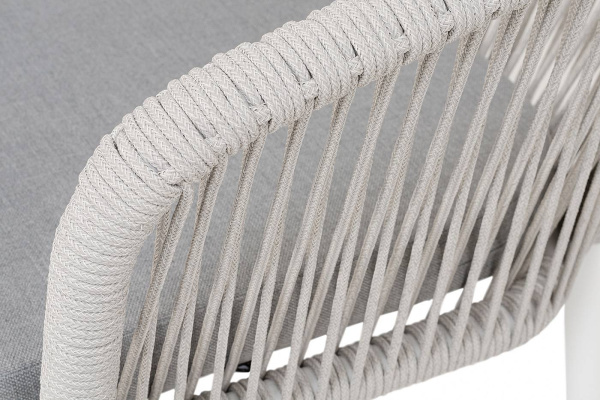 Стул из роупа, Марсель, каркас алюминий белый муар, роуп светло-серый tex, ткань светло-серый