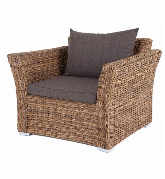 Кресло плетеное из искусственного ротанга /гиацинт/, Капучино цвет: соломенный