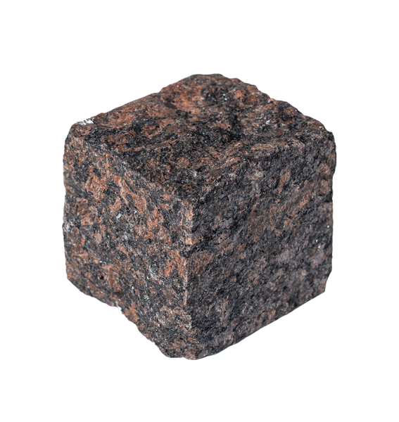 Гранитная брусчатка Дымово 100 мм 100х100, колотая, цвет: коричневый