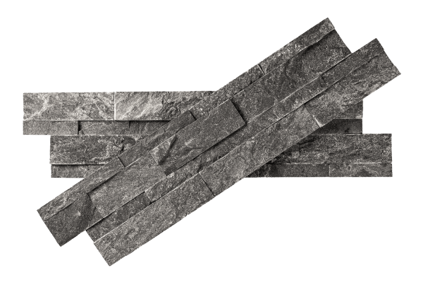 Кварцит, 3D панель из камня, 600х150 мм, Rockface Monsoon Black
