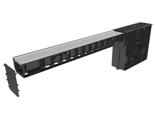 Решетка водоприемная Gidrolica Standart DN100, пластиковая, ячеистая, А15, 504