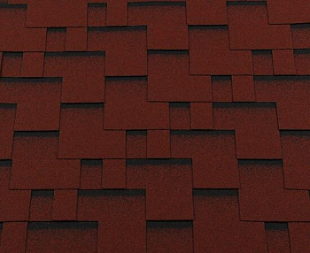 Битумная черепица RoofShield, Премиум, модерн цвет: красный с оттенением, 3 м² / уп.