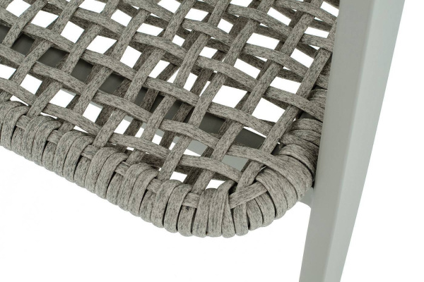 Стул из роупа, Амстердам, каркас алюминий, роуп серый круглый, ткань бежевая