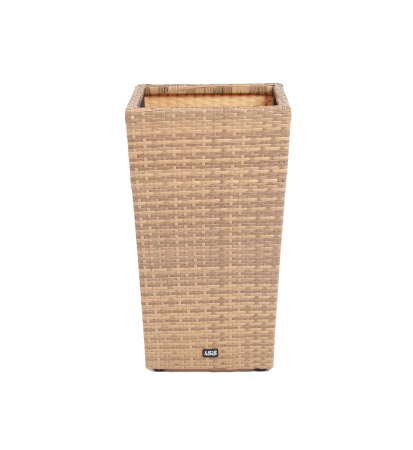 Кашпо для цветов Капучино, плетеное из искусственного ротанга цвет: соломенный