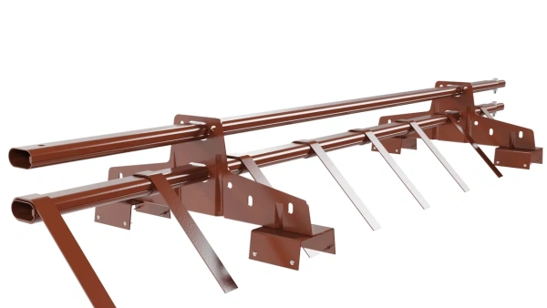 Снегозадержатель для профнастила Н-114 Borge L=1500 мм 2 опоры, 2 трубы, овал 25х45 RAL 8004