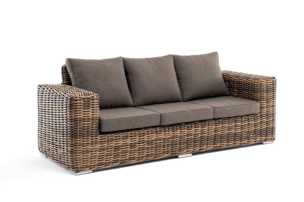 Диван 3-местный из искусственного ротанга, Палермо, цвет: соломенный