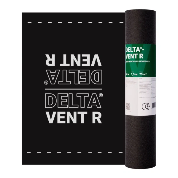 DELTA-VENT R диффузионная мембрана а для укладки на утеплитель и сплошной настил, 75 м²