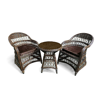 Комплект мебели Mokka Loreto, из искуственного ратанга, / 2 кресла, столик/ цвет: бронзовый