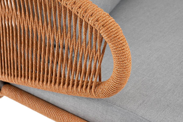 Диван 2-местный из роупа, Милан, карк алюм светло-серый муар,роуп оранж меланж круг,ткань светло-сер