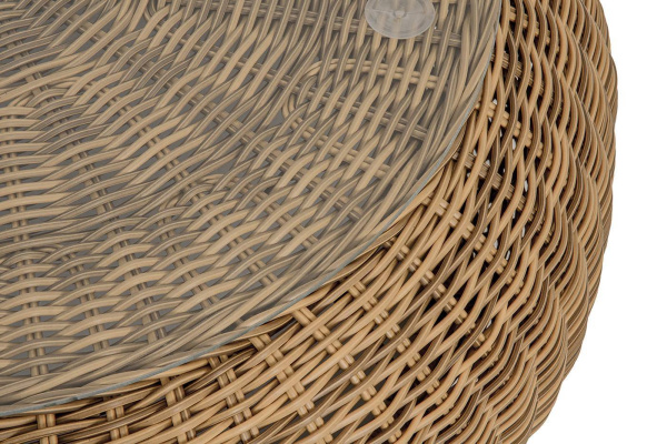Стол журнальный из искусственного ротанга, Барселона, овальный цвет: соломенный