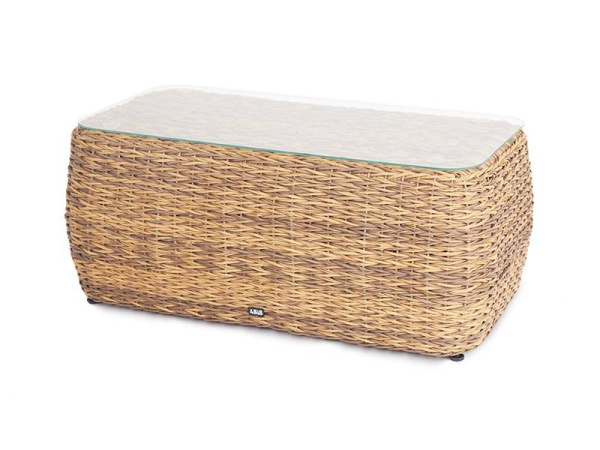 Стол журнальный из искусственного ротанга /гиацинт/, Кальяри, цвет: соломенный