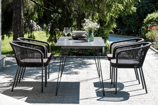 Стол обеденный из HPL 150х80 см, Руссо, цвет: черный мрамор