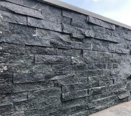 Кварцит, 3D панель из камня, 600х150 мм, Classic Black Quartz, 8 шт/уп
