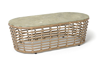 Стол журнальный из искусственного ротанга, Валенсия цвет: соломенный