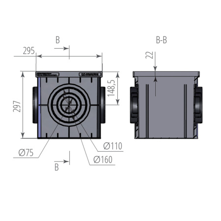Дождеприемник пластиковый Aquastok, 300х300 мм, кл. В, арт. 4300