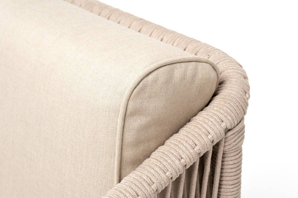 Кресло из роупа, Канны, каркас алюминий белый муар, роуп бежевый круглый, ткань бежевая35