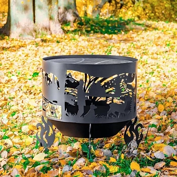 Костровая чаша с коническим дном, Ø600, Н=570 мм, "Охота и рыбалка"