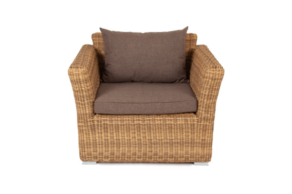 Кресло плетеное из искусственного ротанга, Капучино соломенный