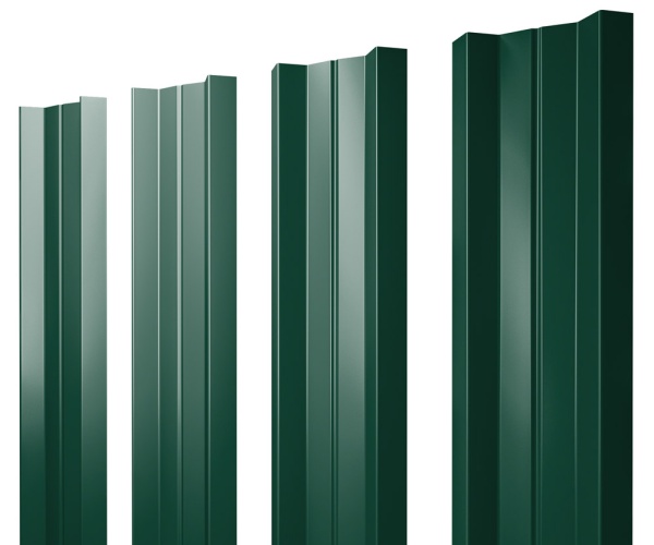 GL Штакетник М-образный А с прямым резом 0.45 мм, PE-double, RAL 6005