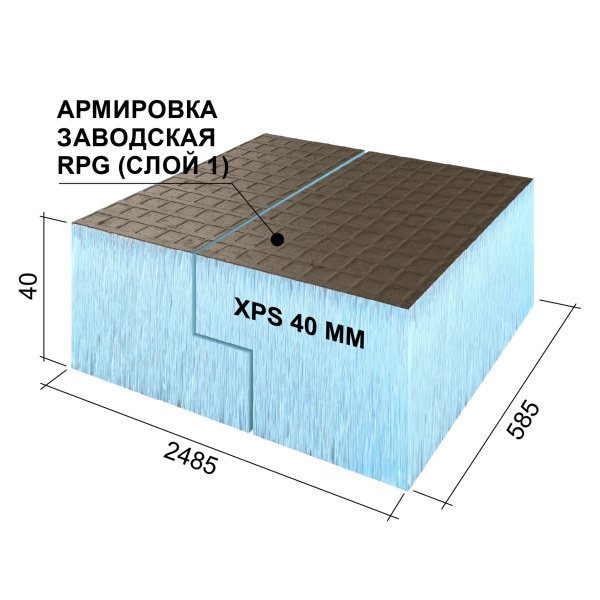 Ruspanel RPG 40 мм, 585х2485 мм, с 1- сторонним армированием, кромка L