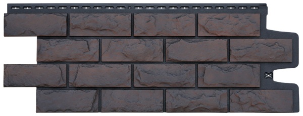 Фасадная панель Grand Line, колотый камень Design Plus, цвет: трюфель с черным швом