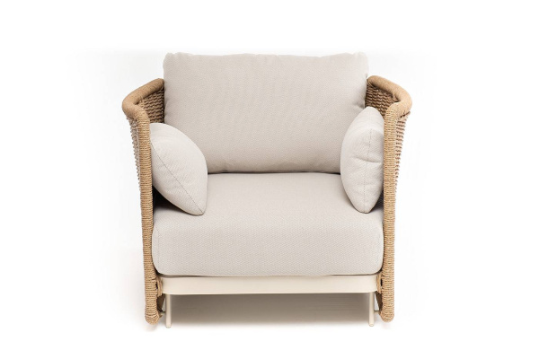 Кресло плетеное из искусственного ротанга, Аликанте, цвет: соломенный