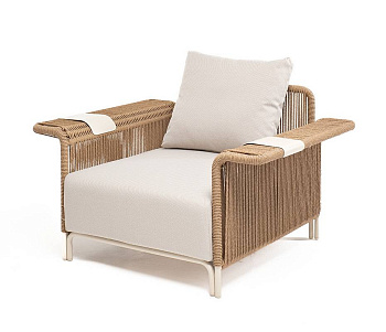 Кресло плетеное из искусственного ротанга, Мальдивы, цвет: соломенный