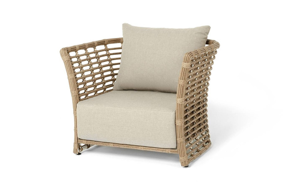 Кресло плетеное из искусственного ротанга, Валенсия цвет: соломенный