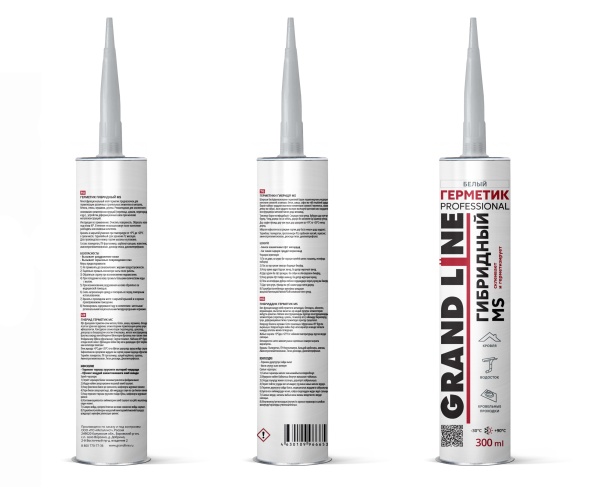 Герметик Grand Line гибридный, Professional MS, белый, 300 мл