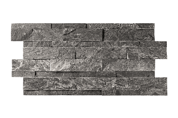 Кварцит, 3D панель из камня, 600х150 мм, Rockface Monsoon Black, 8 шт/уп