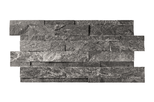 Кварцит, 3D панель из камня, 600х150 мм, Rockface Monsoon Black