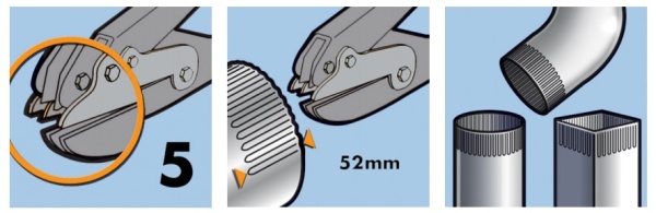 Клещи гофра прямые усиленные EDMA, 52 мм, 5 лезвий