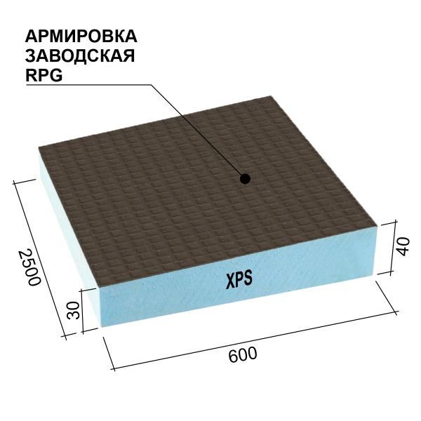 Ruspanel RPG Градиент 3, #30-40 мм, 600х2500 мм, с 1- сторонним армированием