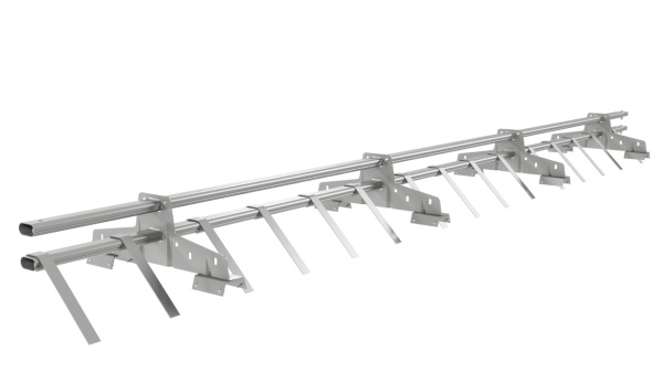 Снегозадержатель для профнастила Н-60, Н-75 Borge L=3000 мм, 4 опоры, 2 трубы, овал 25х45 RAL 9006