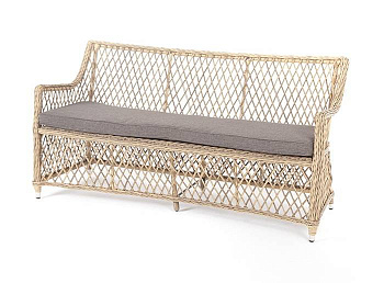 Диван 2-местный из искусственного ротанга, Латте соломенный