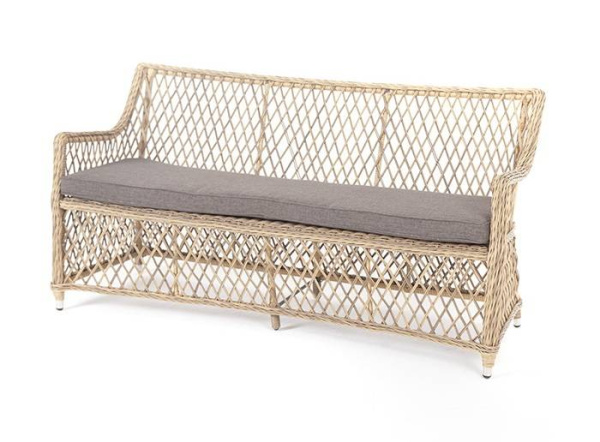 Диван 2-местный из искусственного ротанга, Латте соломенный