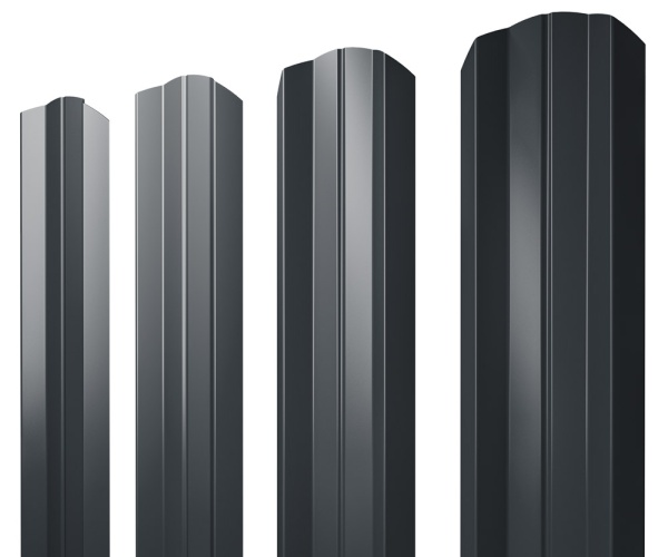 GL Штакетник М-образный A, фигурный 0.45 мм, PE-double, RAL 7016