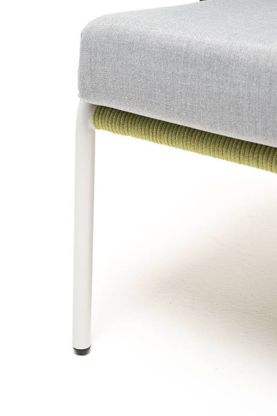 Кресло из роупа, Милан, карк.алюминий светло-серый муар,роуп салатовый меланж круг,ткань светло-сера