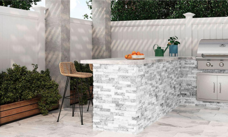Мрамор, 3D панель из камня, 600х150 мм, Classic Cloudy Grey, 8 шт/уп